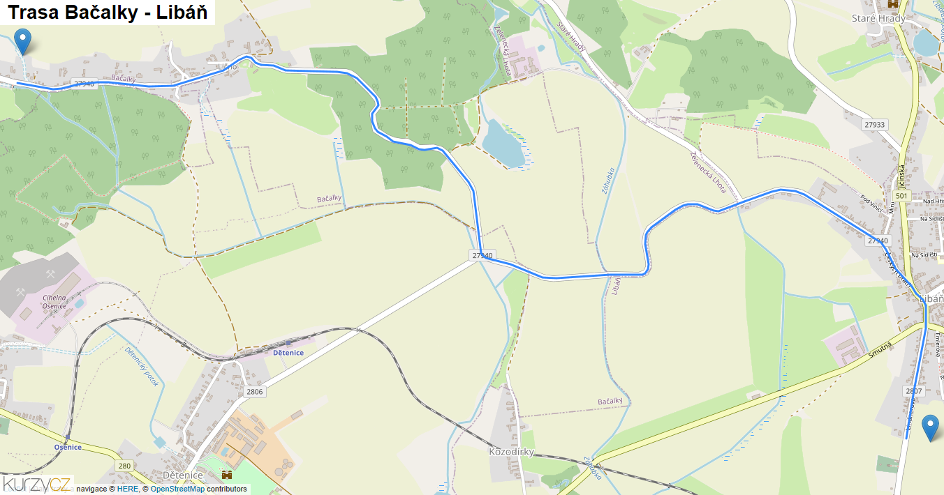 Bačalky-Libáň, mapa trasy
