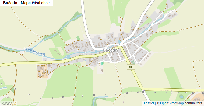 Bačetín - mapa části obce