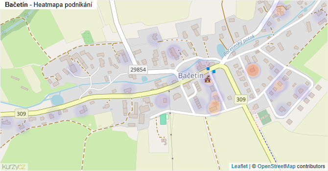 Bačetín - mapa podnikání