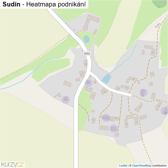 Mapa Sudín - Firmy v části obce.