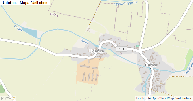 Udeřice - mapa části obce