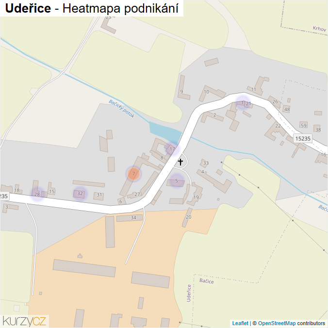 Mapa Udeřice - Firmy v části obce.