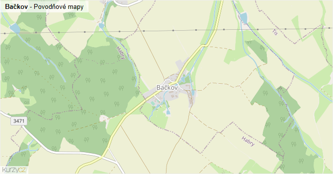 Bačkov - záplavové mapy stoleté vody