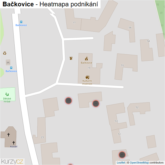 Mapa Bačkovice - Firmy v obci.