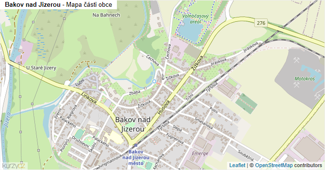 Bakov nad Jizerou - mapa části obce