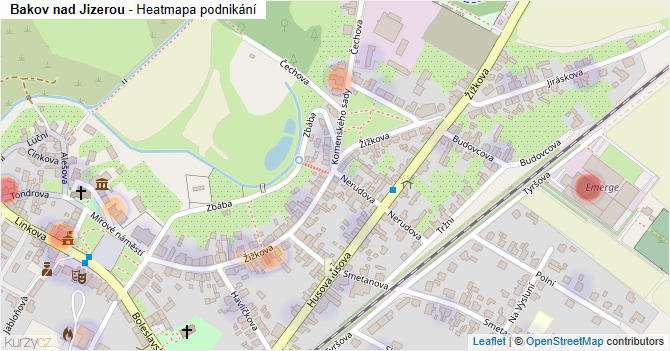 Bakov nad Jizerou - mapa podnikání