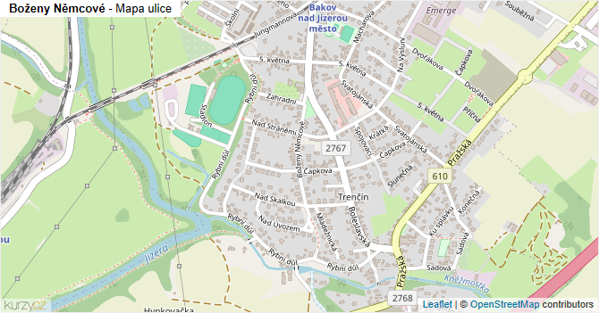 Boženy Němcové - mapa ulice