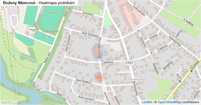 Boženy Němcové - mapa podnikání