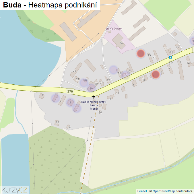 Mapa Buda - Firmy v části obce.