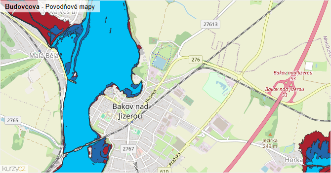 Budovcova - záplavové mapy stoleté vody