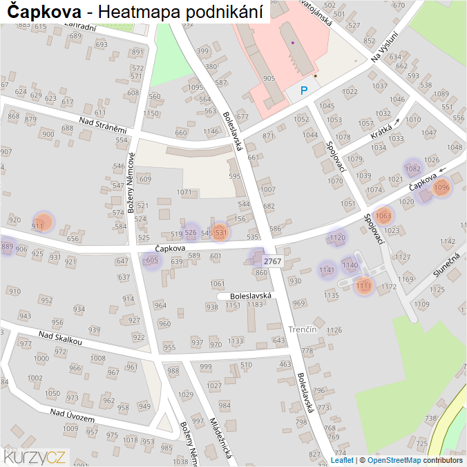 Mapa Čapkova - Firmy v ulici.