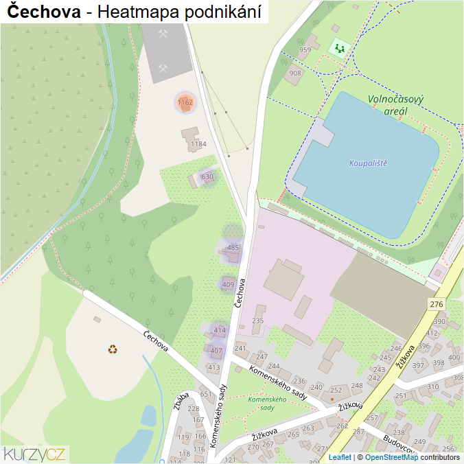 Mapa Čechova - Firmy v ulici.