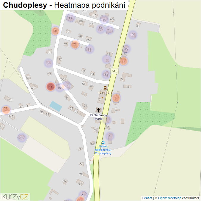 Mapa Chudoplesy - Firmy v části obce.