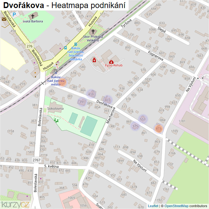 Mapa Dvořákova - Firmy v ulici.