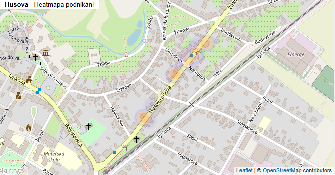 Husova - mapa podnikání