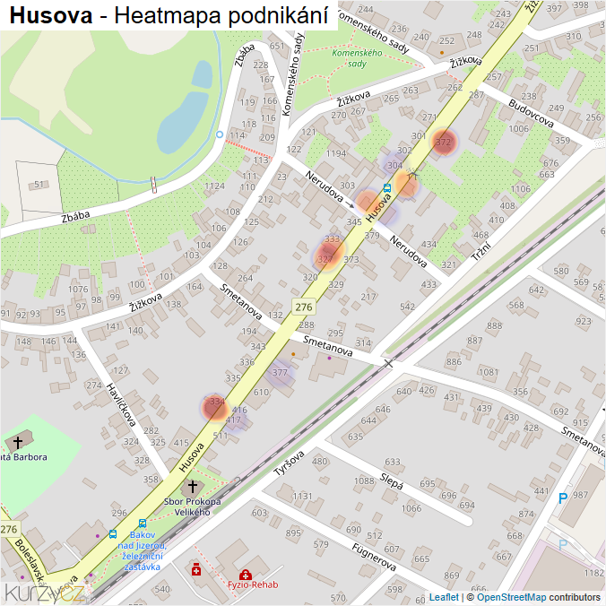 Mapa Husova - Firmy v ulici.
