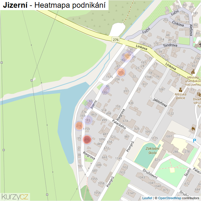Mapa Jizerní - Firmy v ulici.
