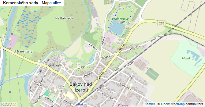 Komenského sady - mapa ulice