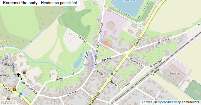 Komenského sady - mapa podnikání