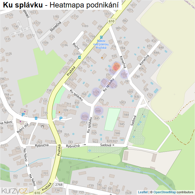 Mapa Ku splávku - Firmy v ulici.