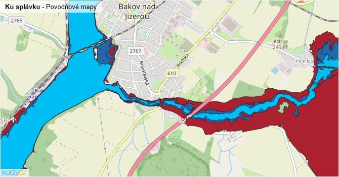 Ku splávku - záplavové mapy stoleté vody