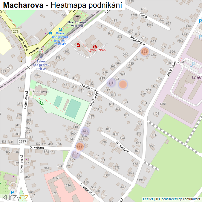 Mapa Macharova - Firmy v ulici.