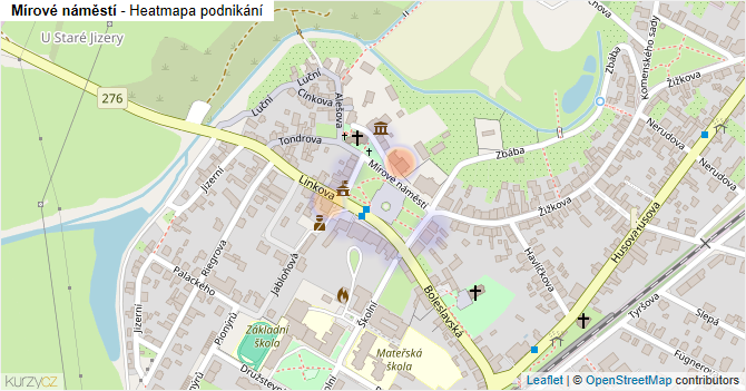 Mírové náměstí - mapa podnikání