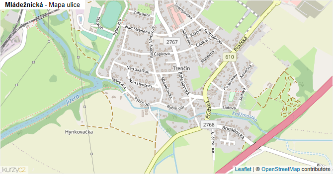 Mládežnická - mapa ulice