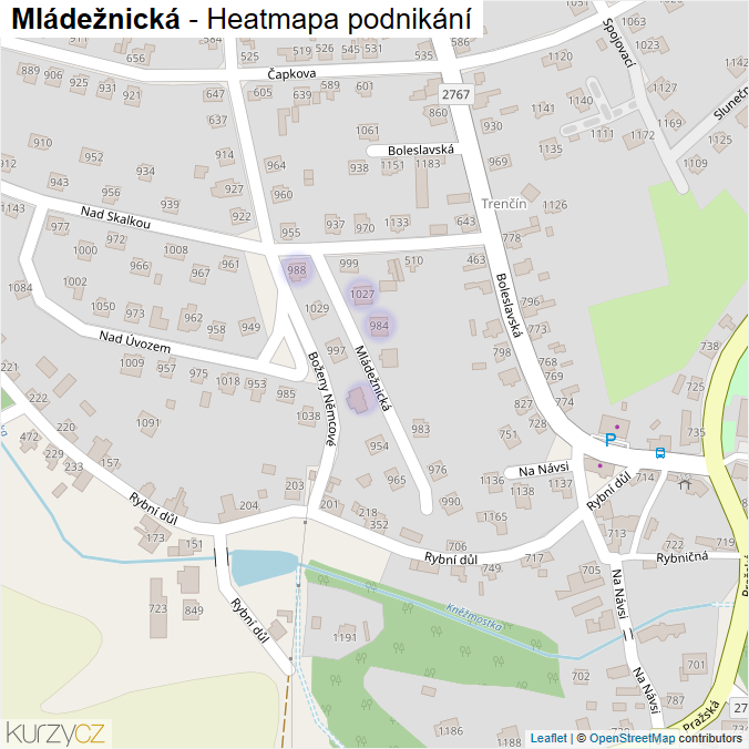 Mapa Mládežnická - Firmy v ulici.