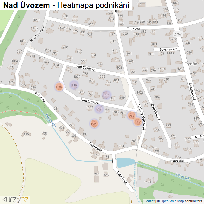 Mapa Nad Úvozem - Firmy v ulici.