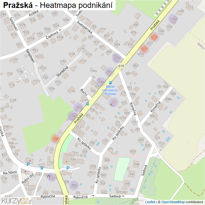 Mapa Pražská - Firmy v ulici.