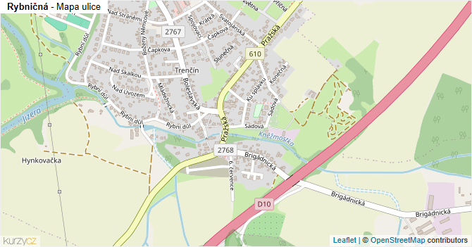 Rybničná - mapa ulice
