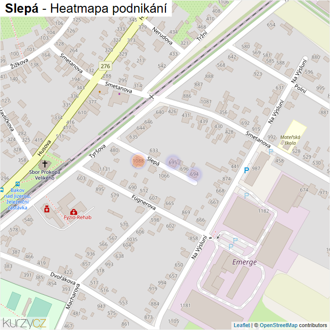 Mapa Slepá - Firmy v ulici.