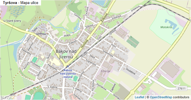 Tyršova - mapa ulice