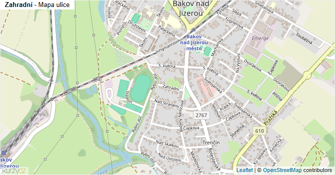 Zahradní - mapa ulice
