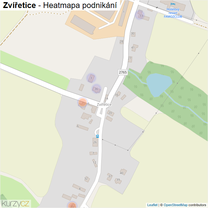 Mapa Zvířetice - Firmy v části obce.