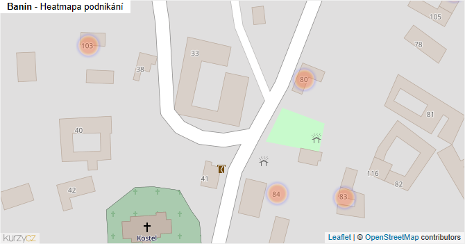 Banín - mapa podnikání