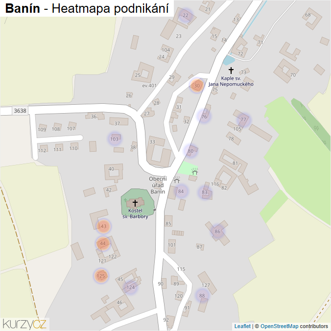 Mapa Banín - Firmy v části obce.