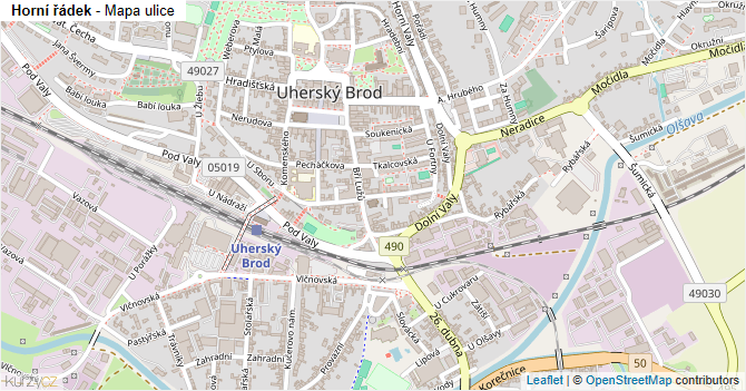 Horní řádek - mapa ulice