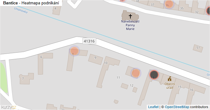 Bantice - mapa podnikání