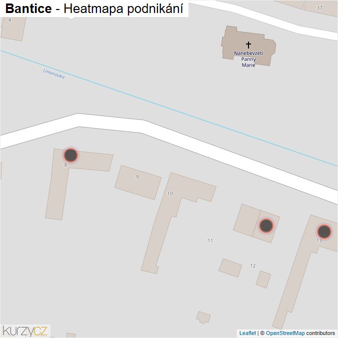 Mapa Bantice - Firmy v obci.