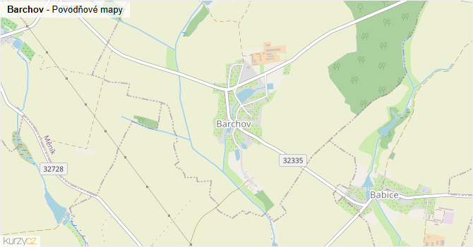 Barchov - záplavové mapy stoleté vody