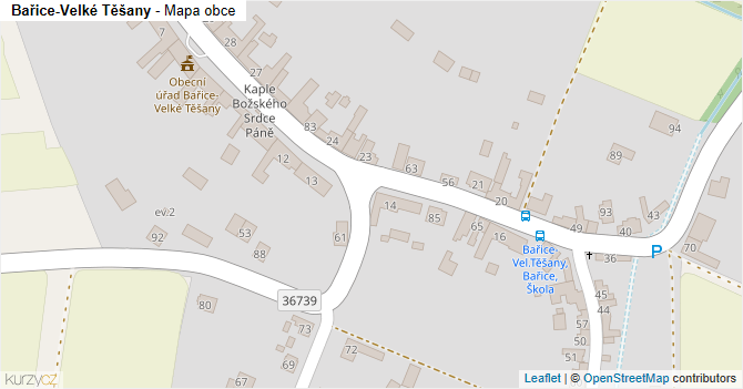 Bařice-Velké Těšany - mapa obce