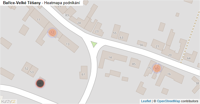 Bařice-Velké Těšany - mapa podnikání