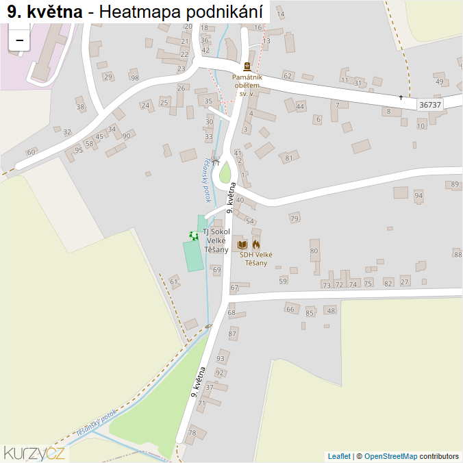 Mapa 9. května - Firmy v ulici.