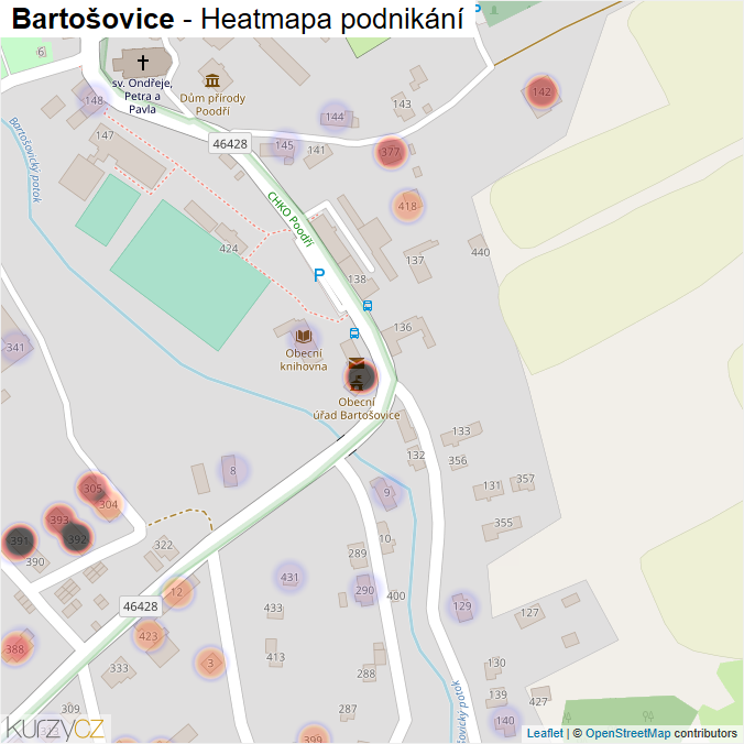 Mapa Bartošovice - Firmy v obci.