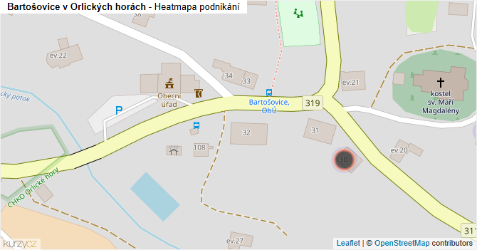 Bartošovice v Orlických horách - mapa podnikání