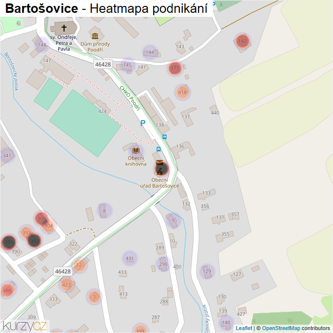 Mapa Bartošovice - Firmy v části obce.