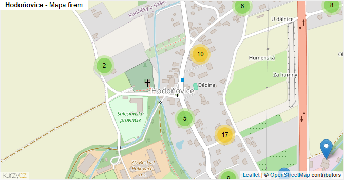 Hodoňovice - mapa firem
