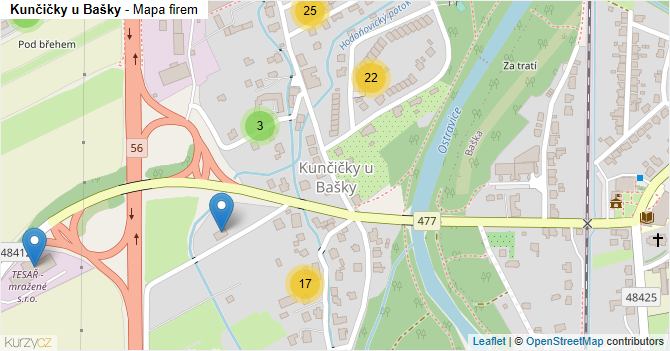 Kunčičky u Bašky - mapa firem
